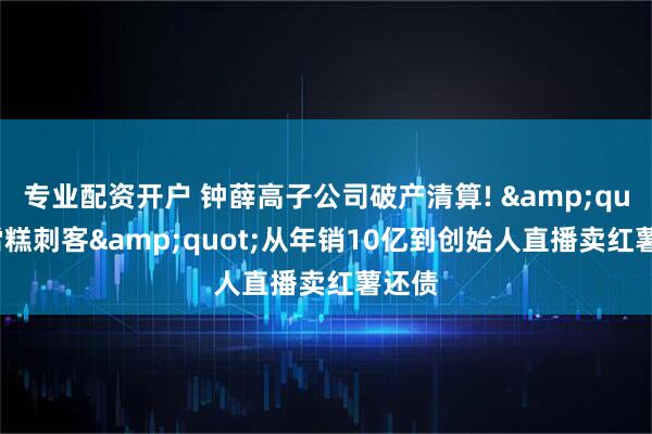 专业配资开户 钟薛高子公司破产清算! &quot;雪糕刺客&quot;从年销10亿到创始人直播卖红薯还债